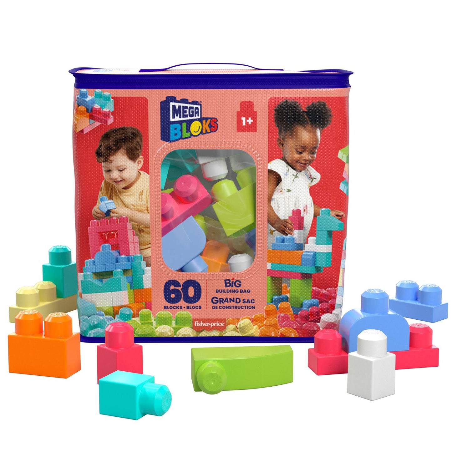 Mega Bloks Big Building Bag Pink 60 Pcs