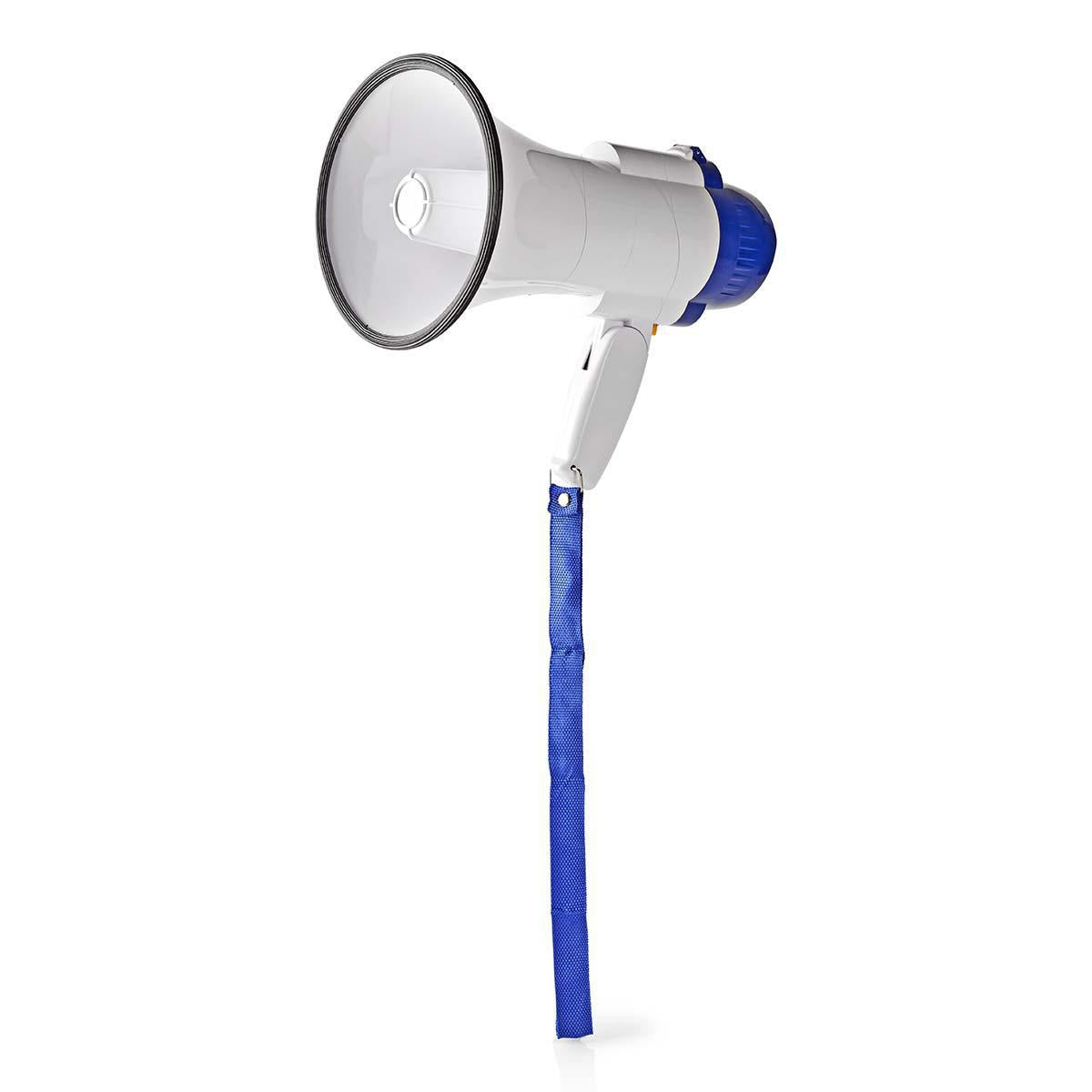 Megaphone | Maximum range: 250 m | Maximum volume control: 115 dB | Built-in microphone | Built-in siren | Recording function | Blue / White