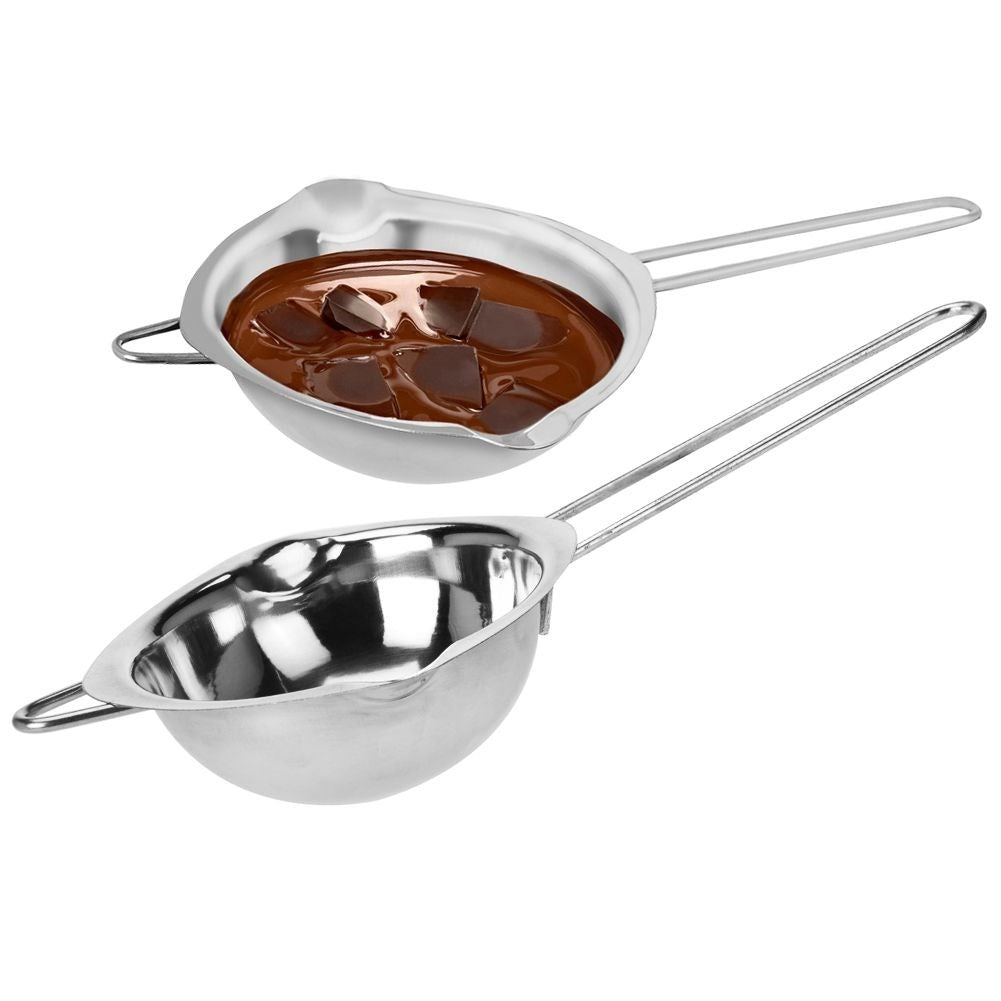 Melting pot with handle, hook and spout for water bath