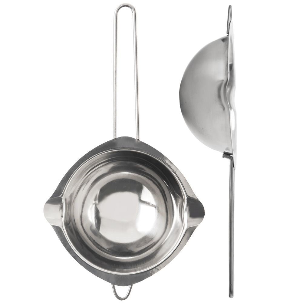 Melting pot with handle, hook and spout for water bath