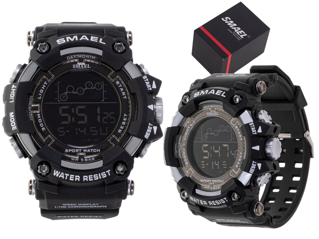 Men's military waterproof LED watch SMAEL black