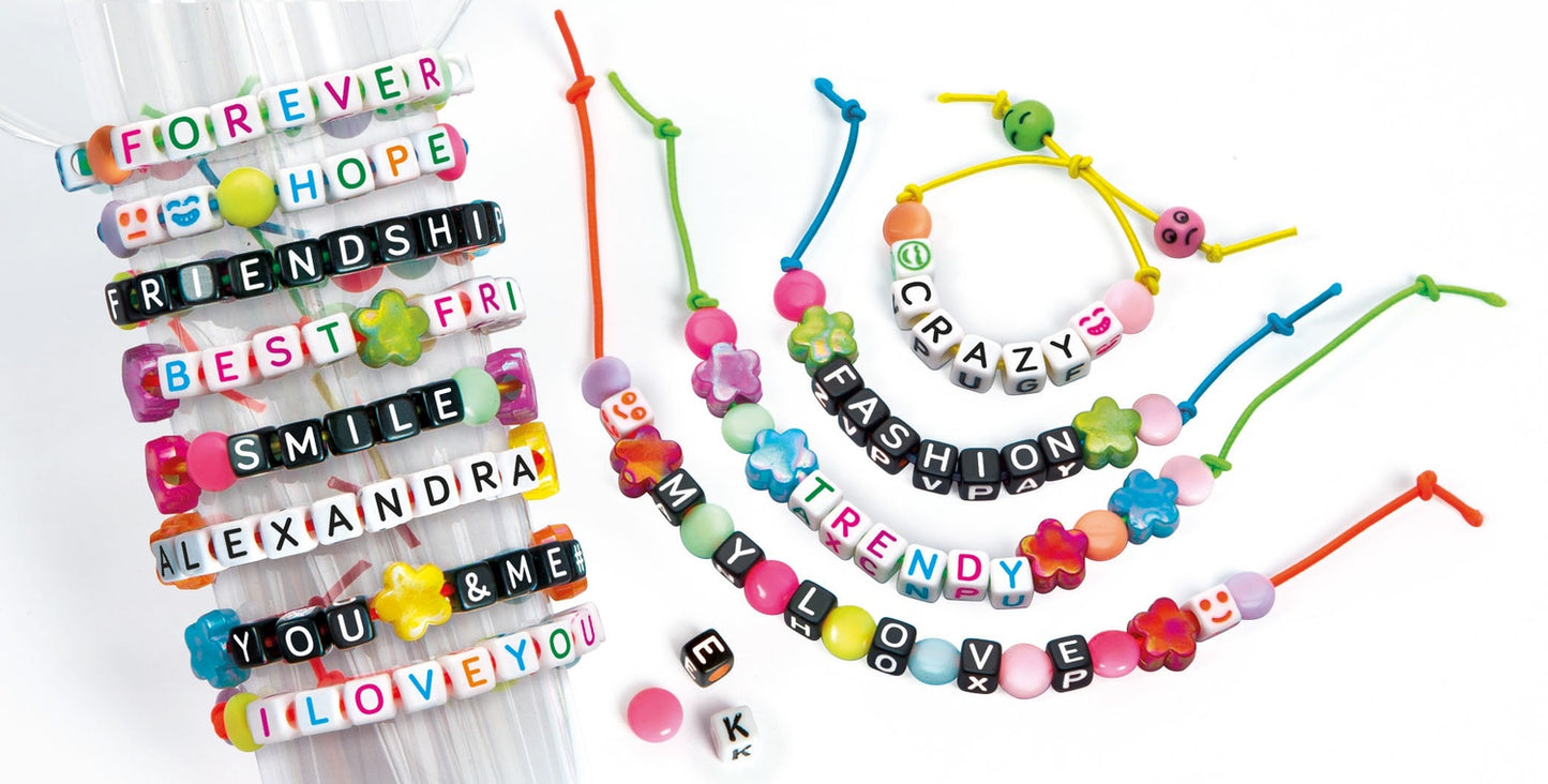 Friendship Bracelet Kit with Letter Beads and Elastic Bands