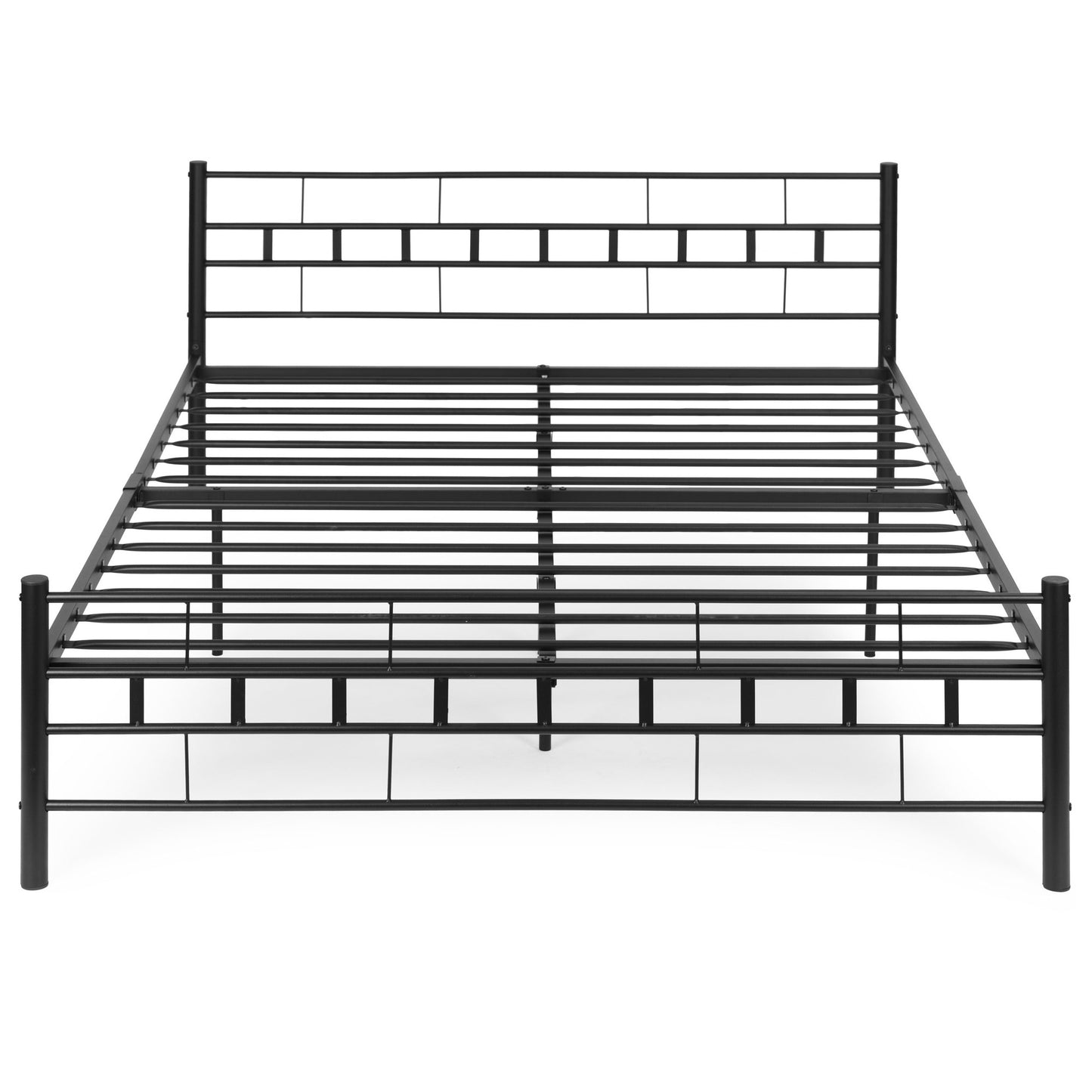 Metal Bed Frame 140x200 cm, Black, Slatted Base
