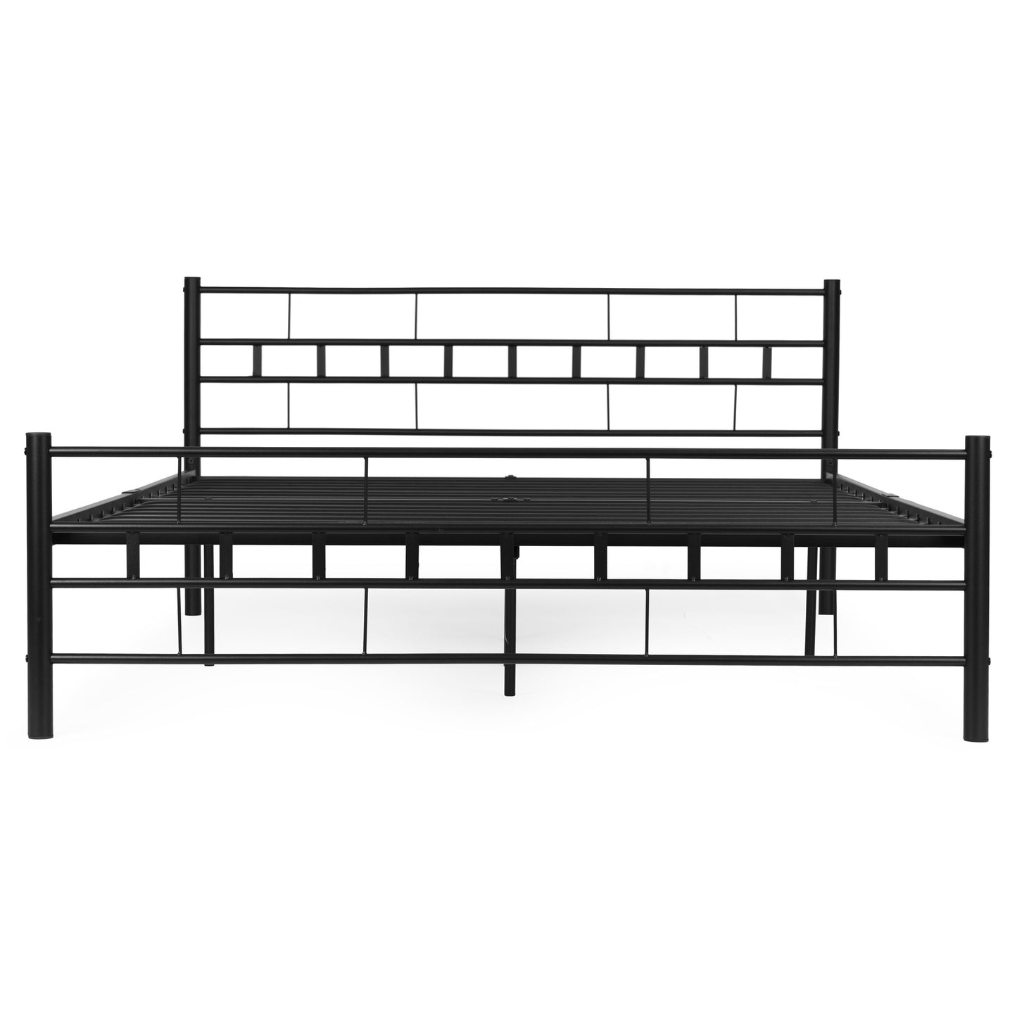 Metal Bed Frame 140x200 cm, Black, Slatted Base