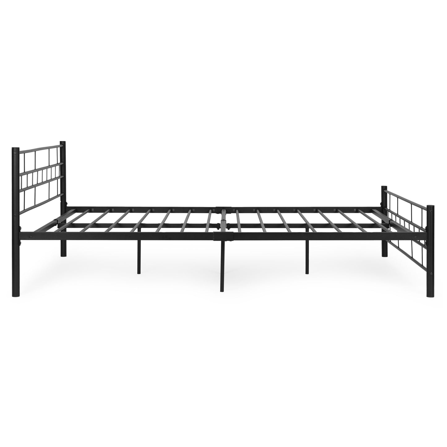 Metal Bed Frame 140x200 cm, Black, Slatted Base