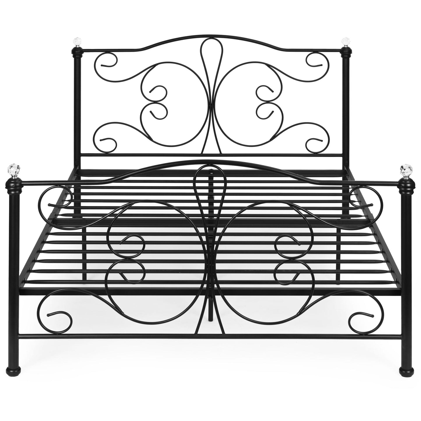 Metal Bed Frame 140x200 cm, Black with Crystals