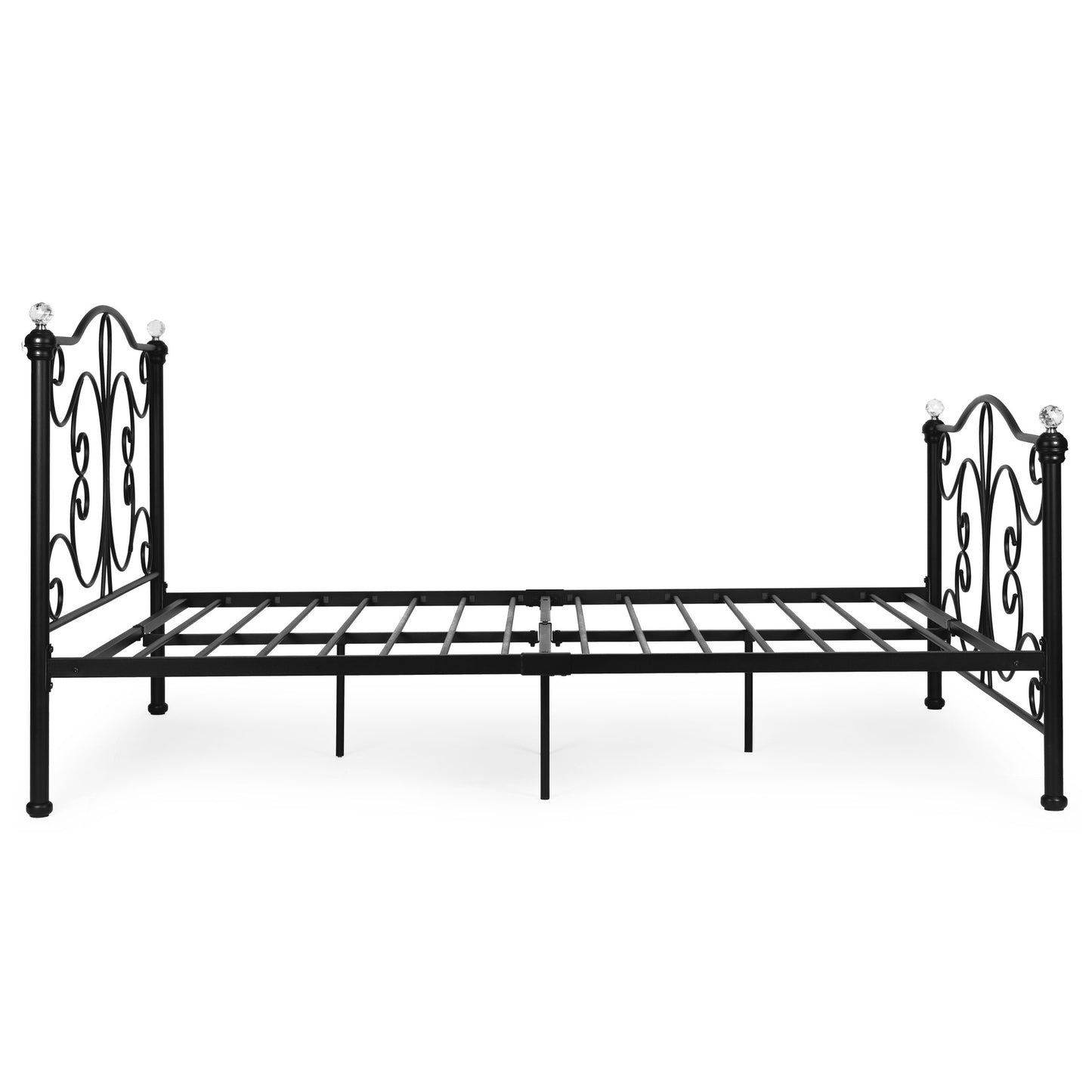 Metal Bed Frame 160x200 cm, Black with Crystals