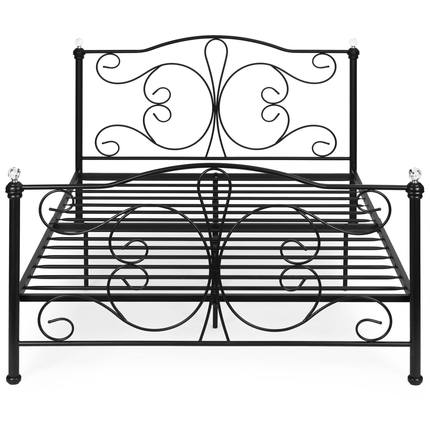 Metal Bed Frame 160x200 cm, Black with Crystals