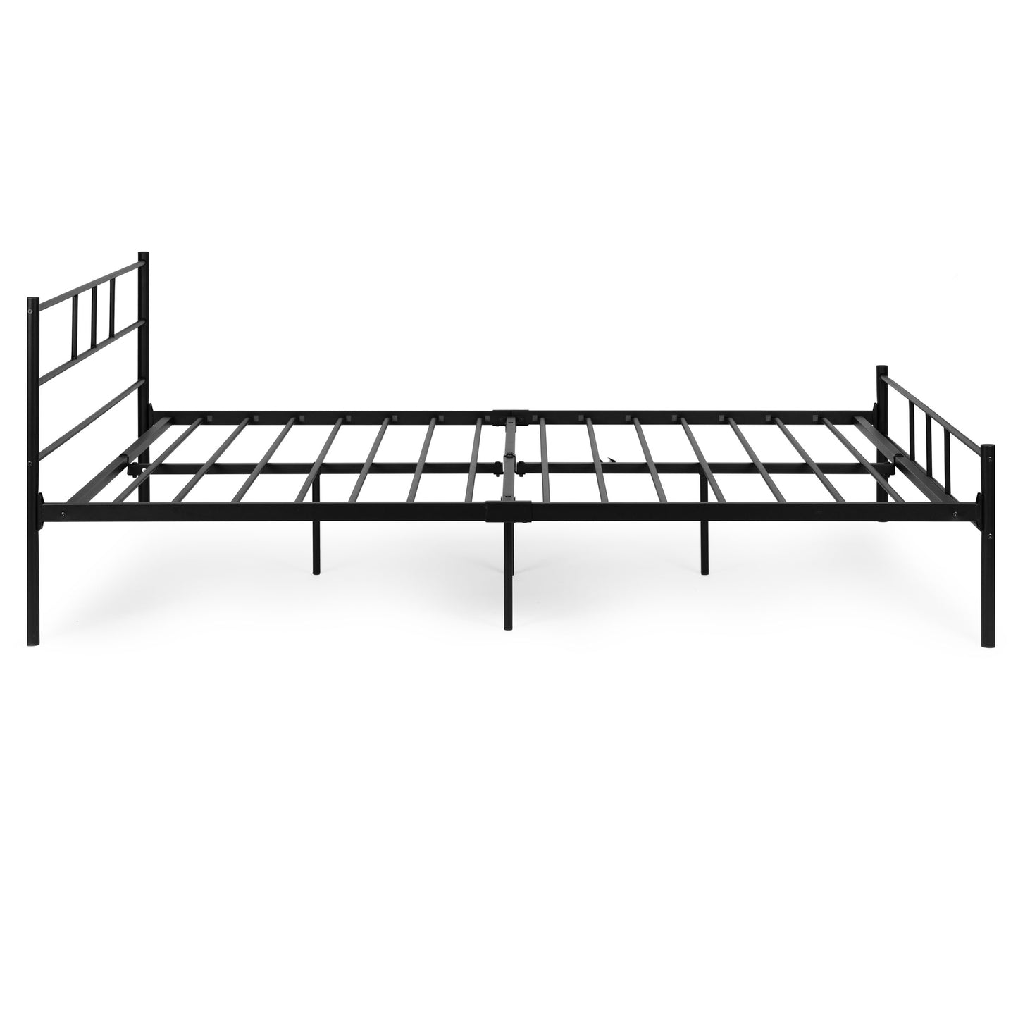 Metal Bed Frame 160x200 cm with Slatted Base, Black