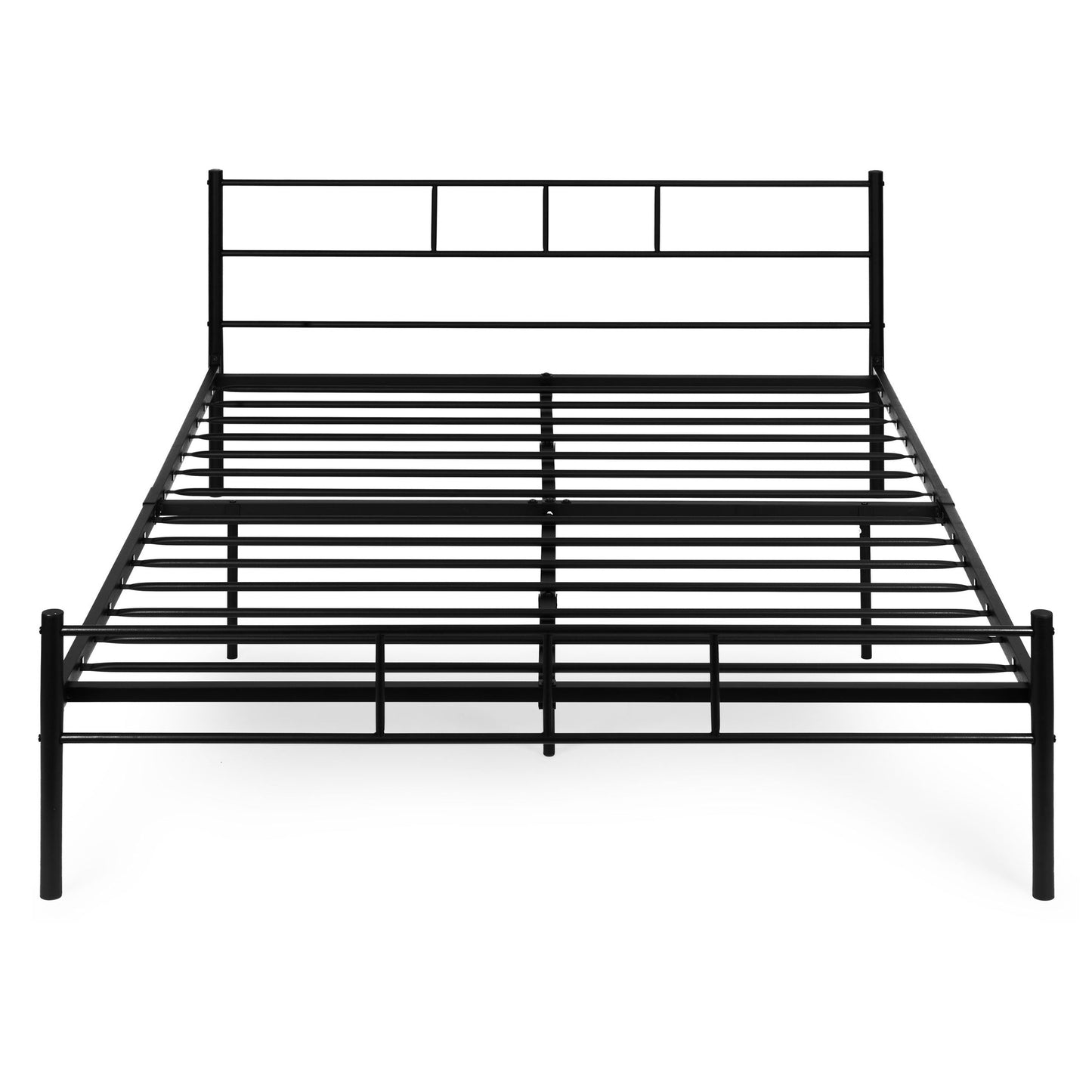 Metal Bed Frame 160x200 cm with Slatted Base, Black