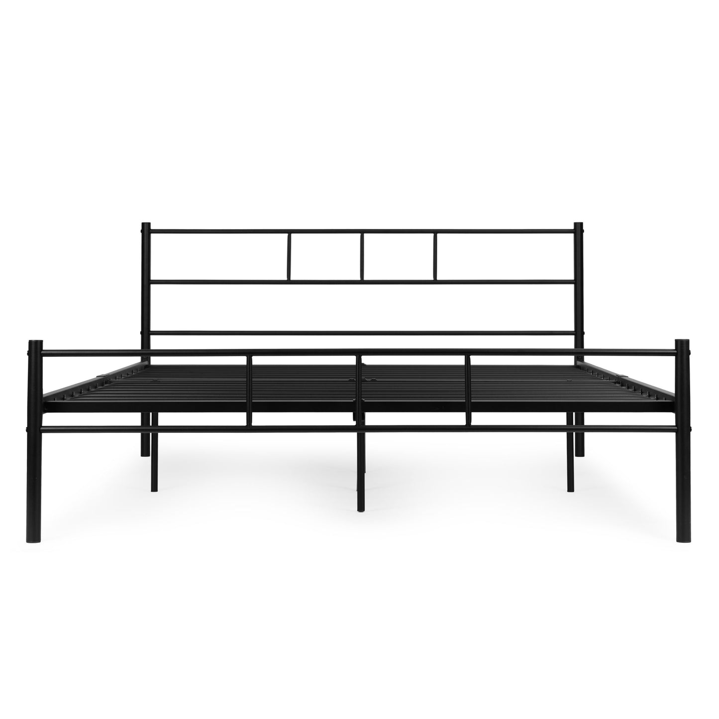 Metal Bed Frame 160x200 cm with Slatted Base, Black