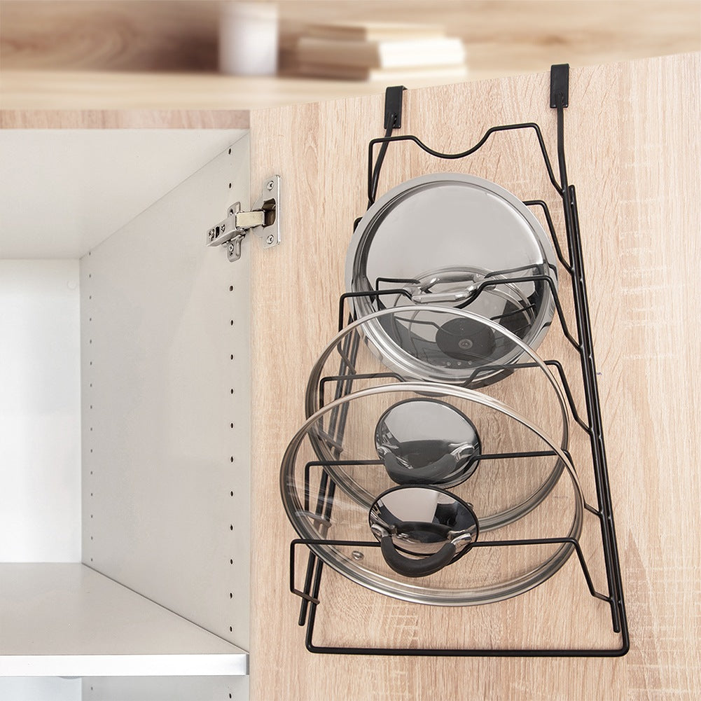 Metal Lid Holder, Black, Wall-Mounted, Space-Saving