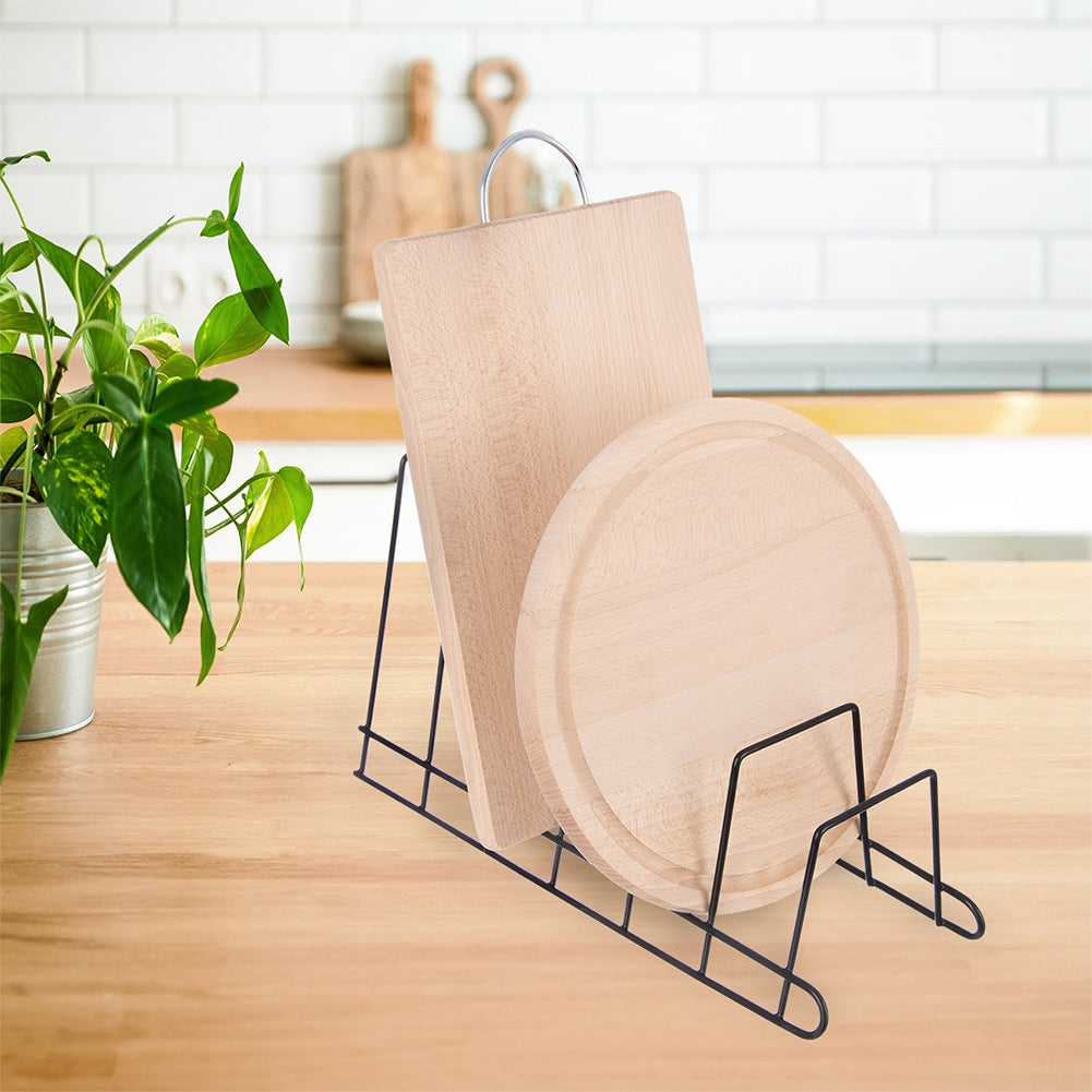 Metal Lid and Plate Rack, Black, 34.5x14x19 cm