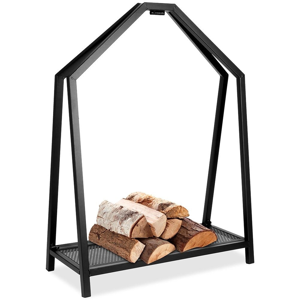 Metal Rack for Firewood in Black - Loft Style Decor and Storage