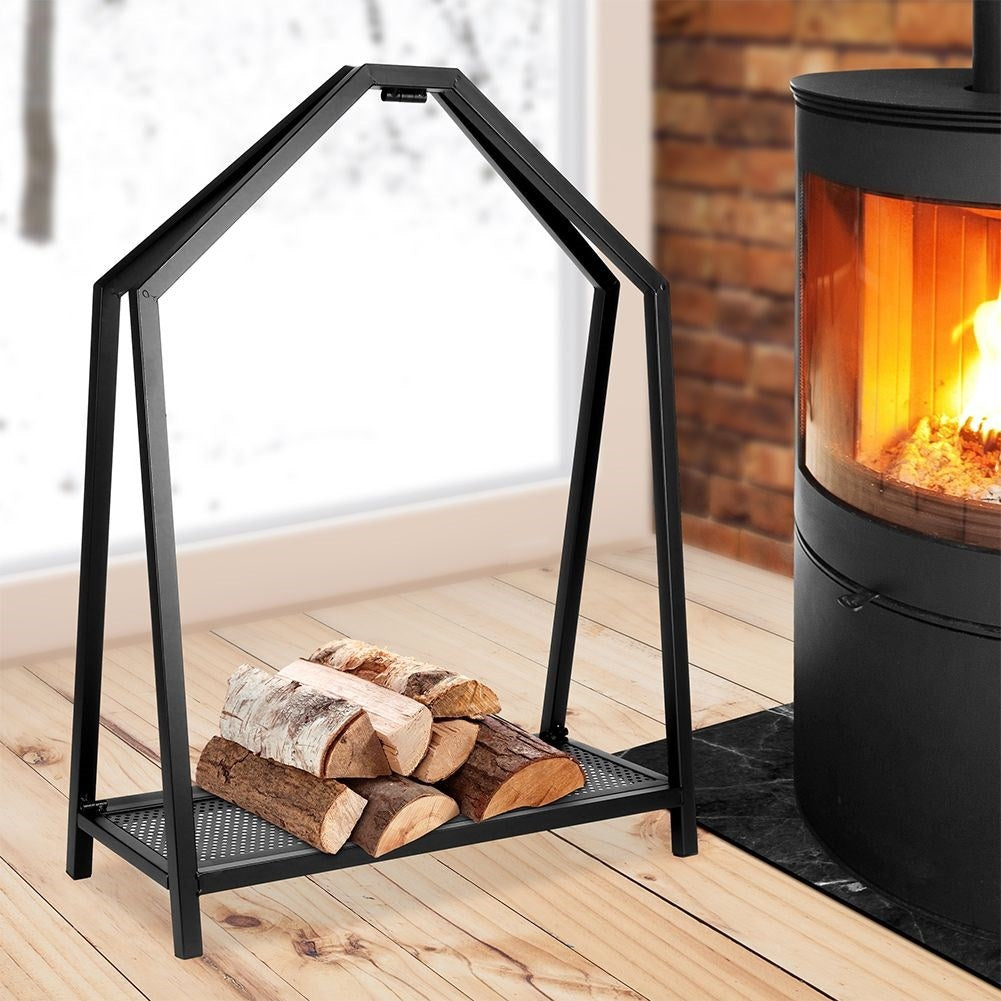 Metal Rack for Firewood in Black - Loft Style Decor and Storage