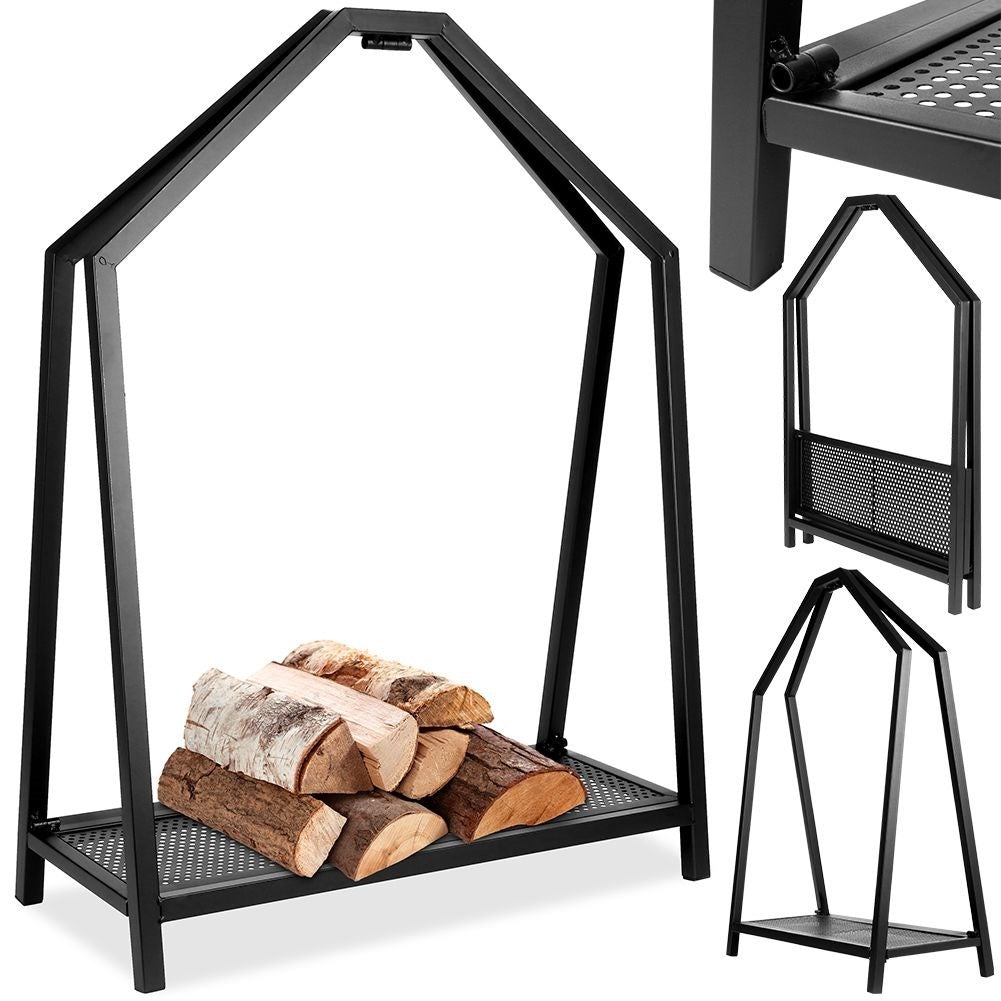Metal Rack for Firewood in Black - Loft Style Decor and Storage