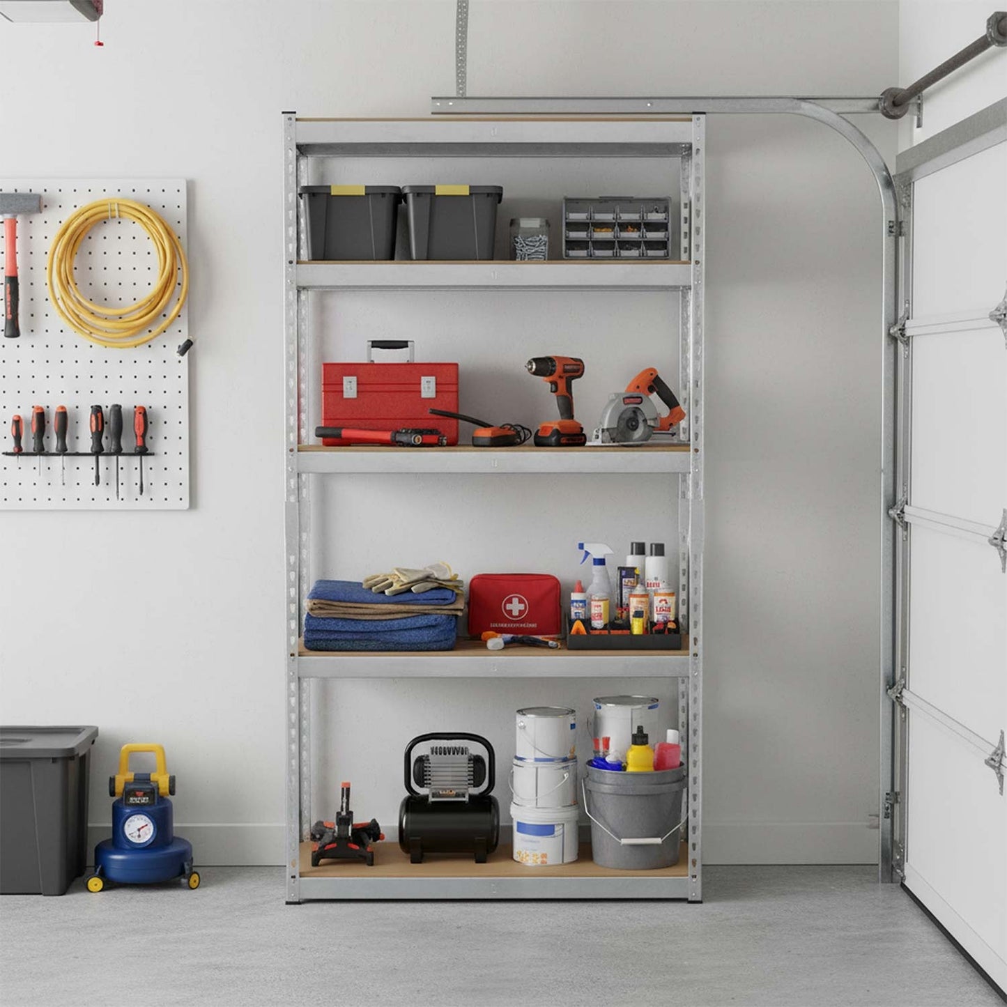 Metal Storage Shelf, 183x90x40 cm, 5 MDF Shelves