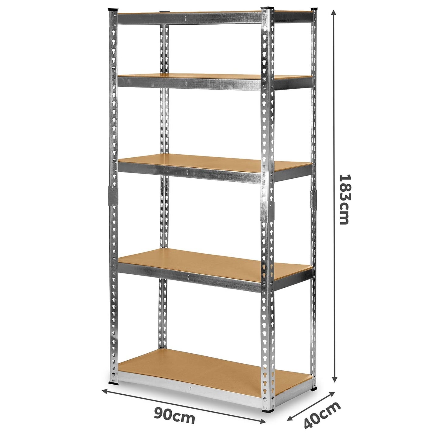 Metal Storage Shelf, 183x90x40 cm, 5 MDF Shelves
