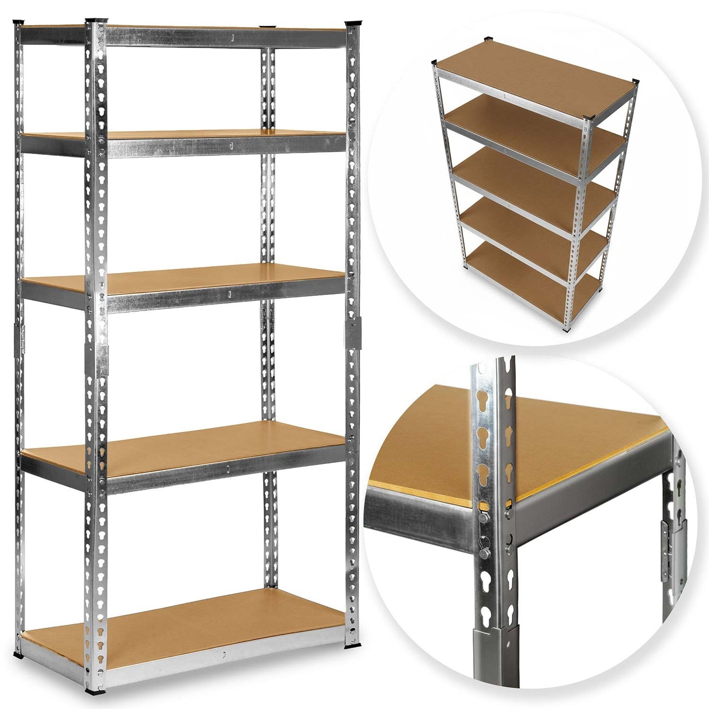Metal Storage Shelf, 183x90x40 cm, 5 MDF Shelves