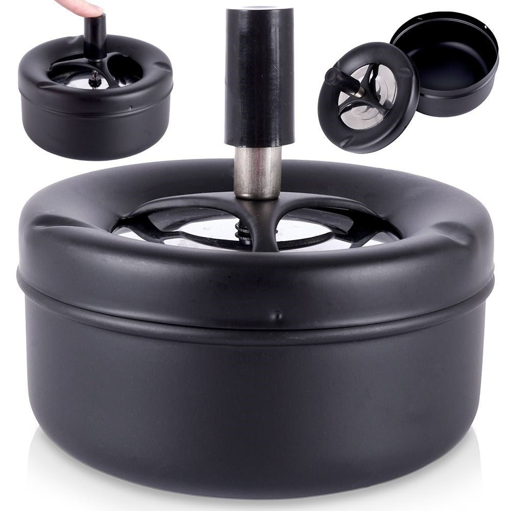 Metal ashtray with lid for a clean and fresh environment