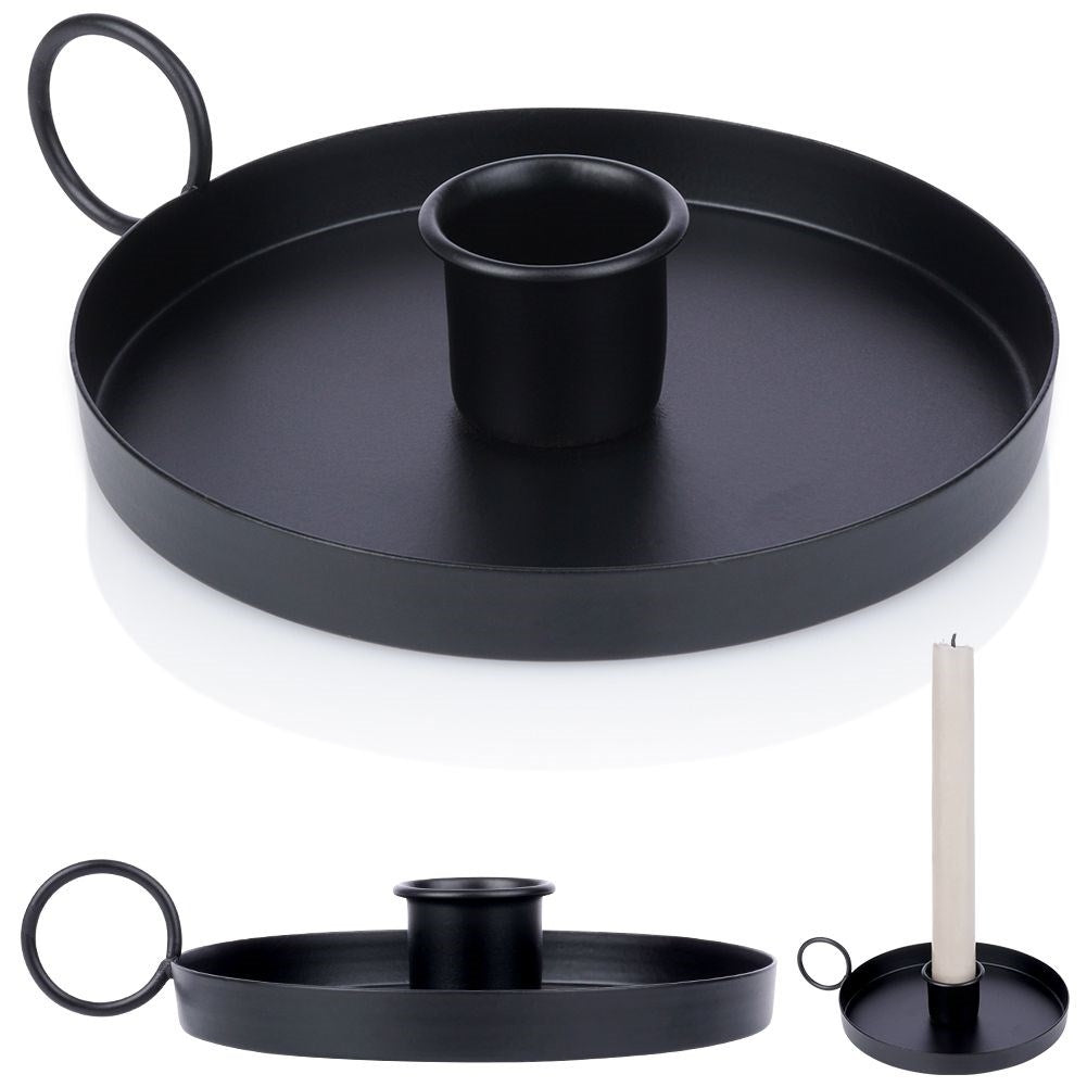 Metal candle holder with handle for easy movement