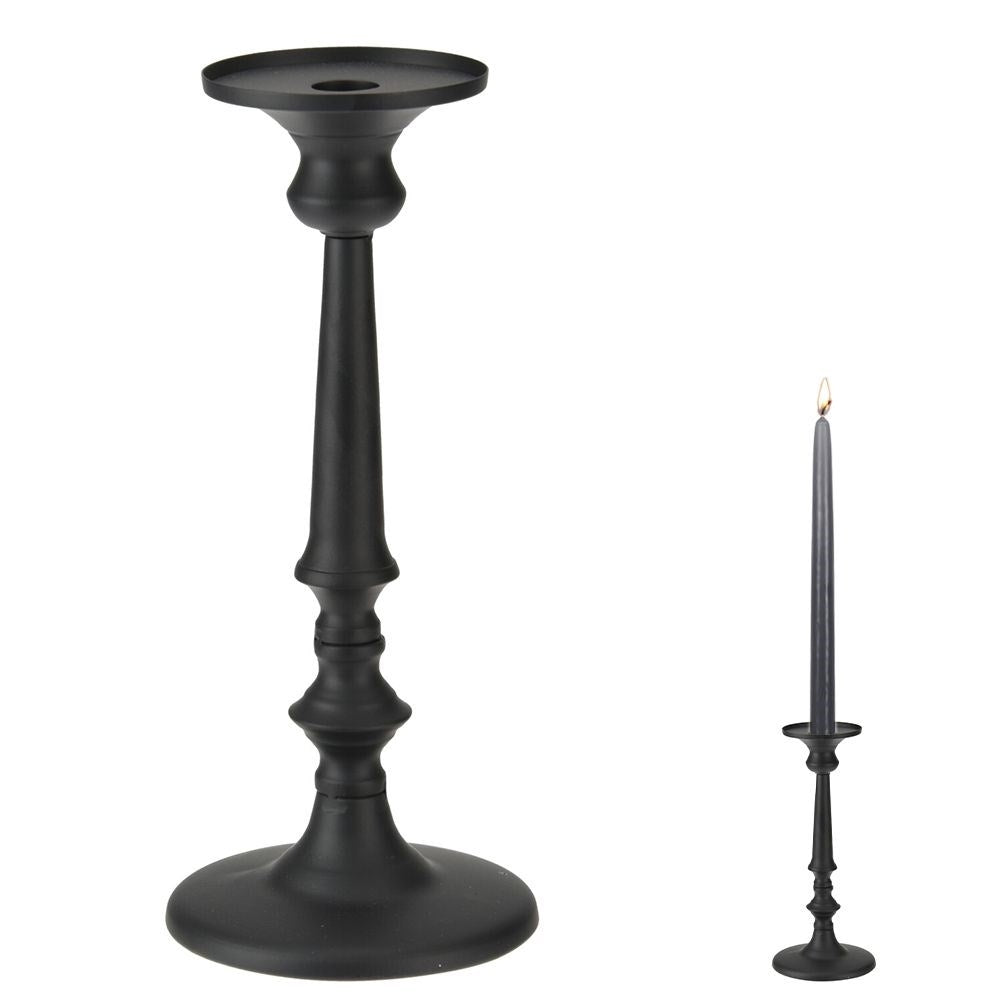 Metal candlestick with matt black finish, for candles up to 9.5 cm