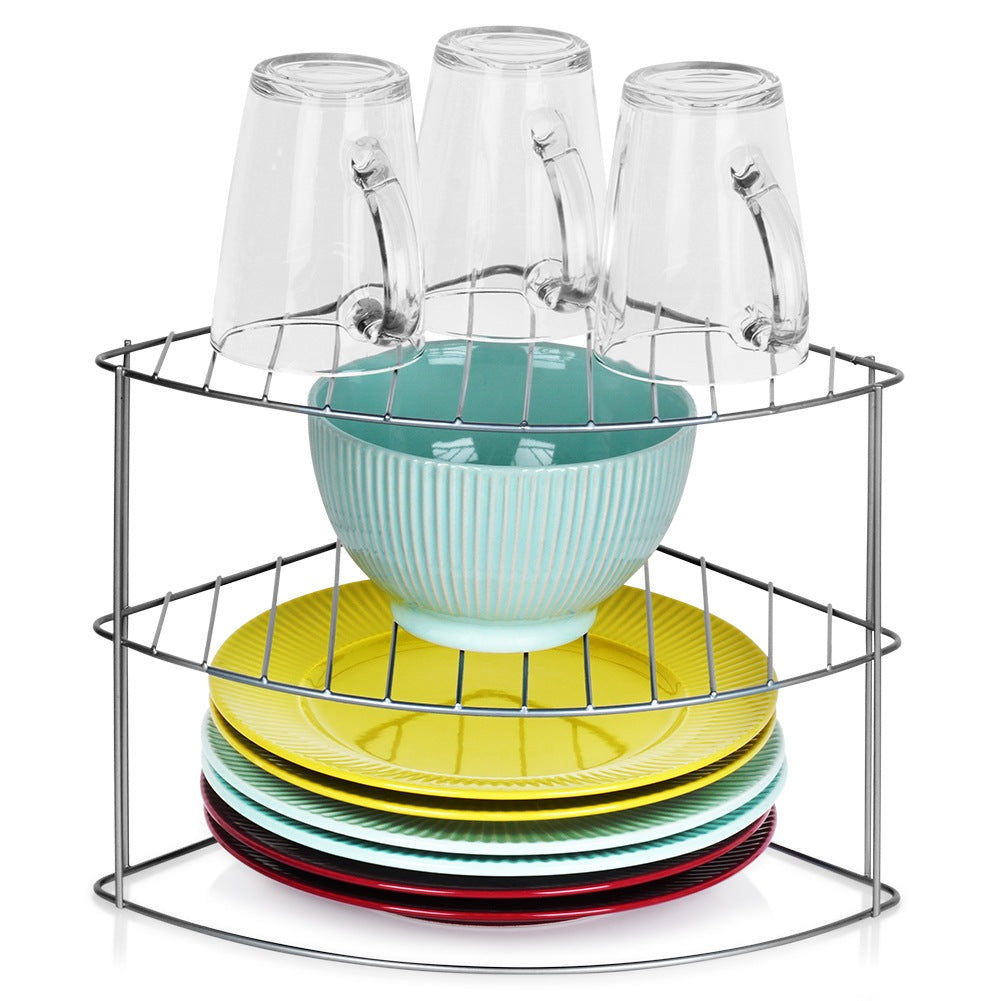 Metal corner kitchen shelf, gray, 23x23x21.5 cm