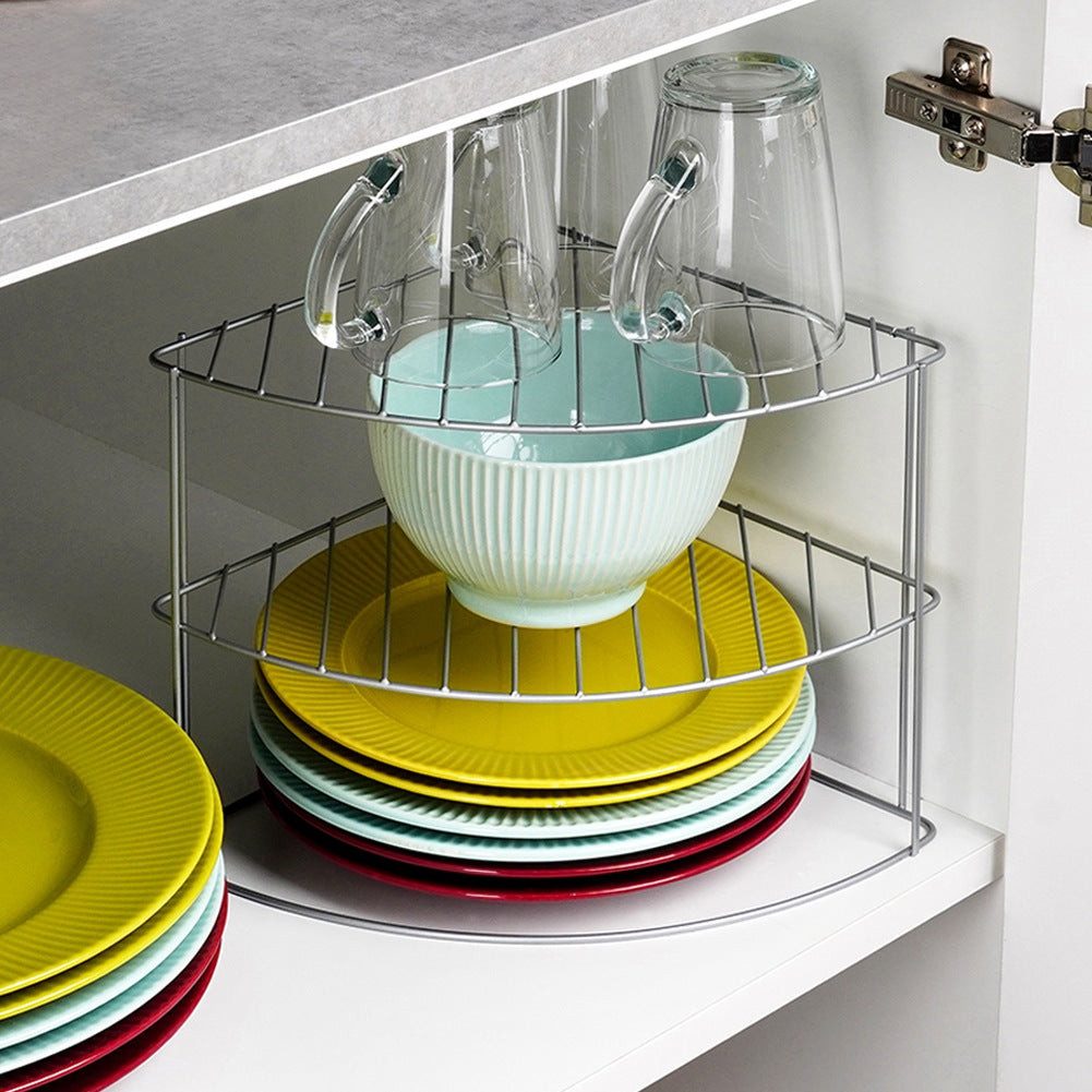 Metal corner kitchen shelf, gray, 23x23x21.5 cm