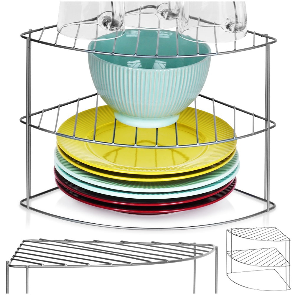 Metal corner kitchen shelf, gray, 23x23x21.5 cm