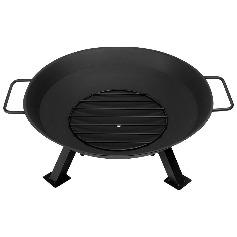 Metal fireplace with handle and fire fork for garden