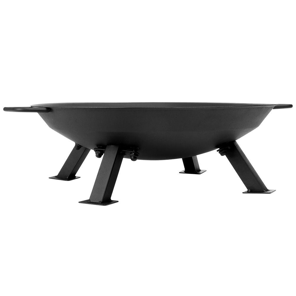 Metal fireplace with handle and fire fork for garden