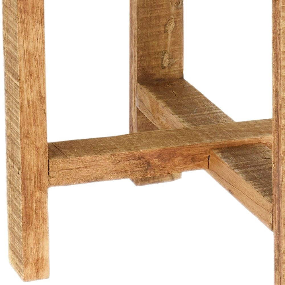 Metal flower pot with wooden stand for modern interior design