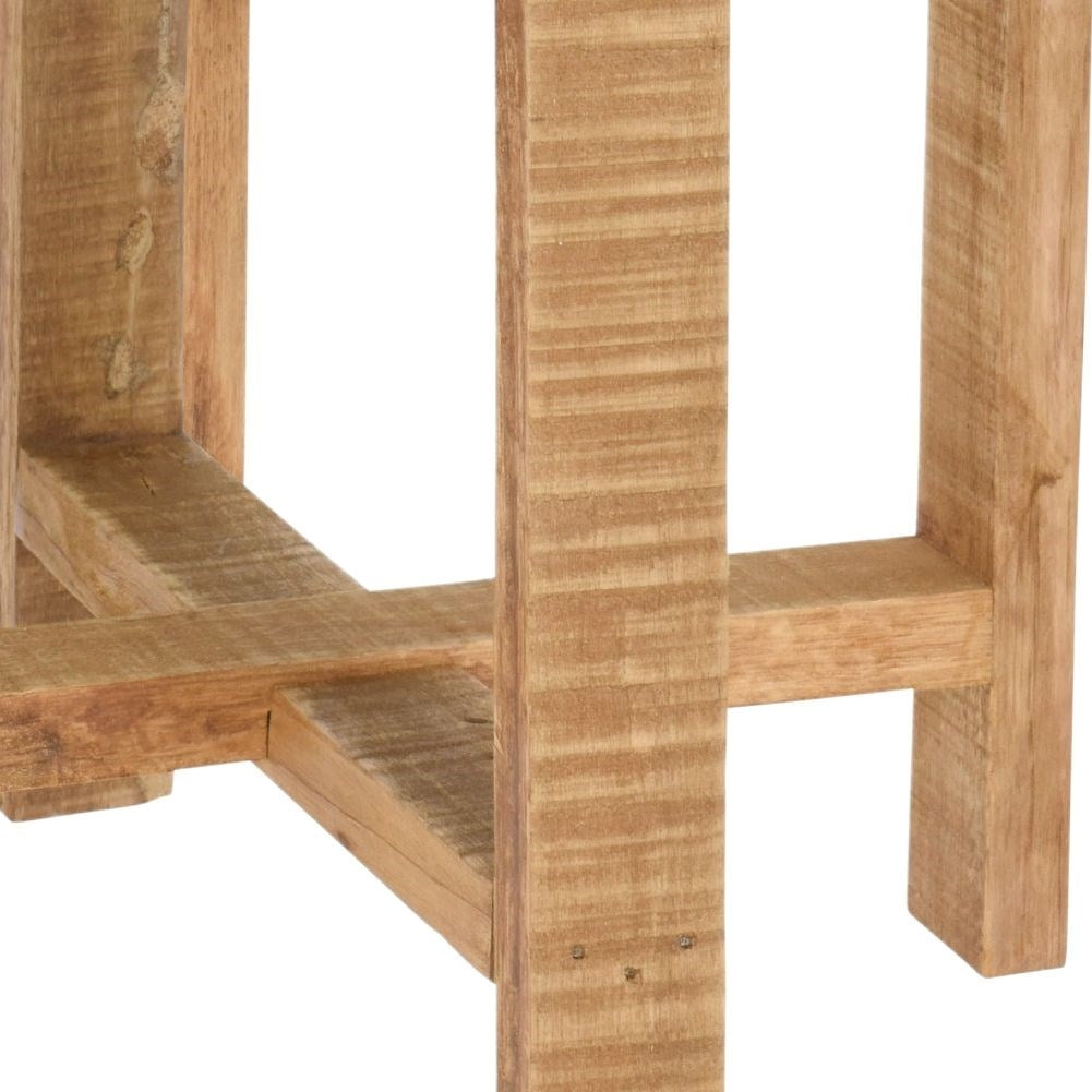 Metal flower pot with wooden stand for modern interior design