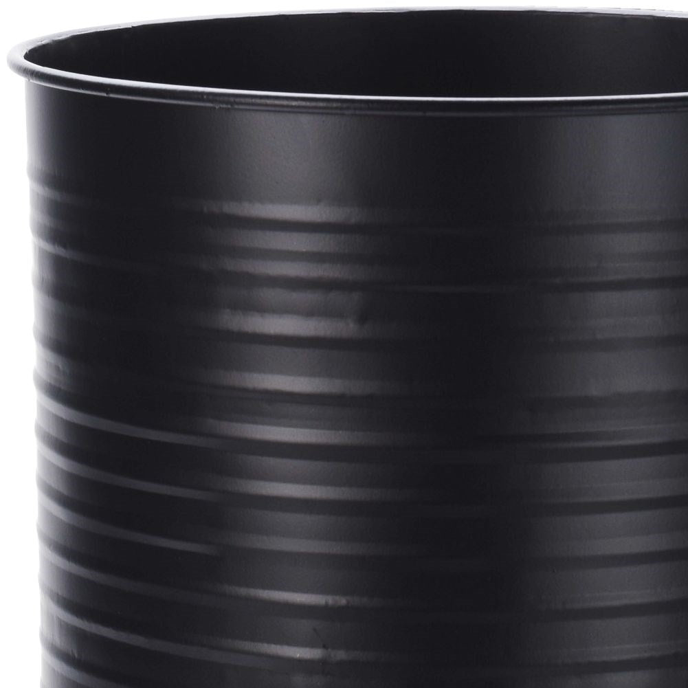 Metal flower pot with wooden stand for modern interior design