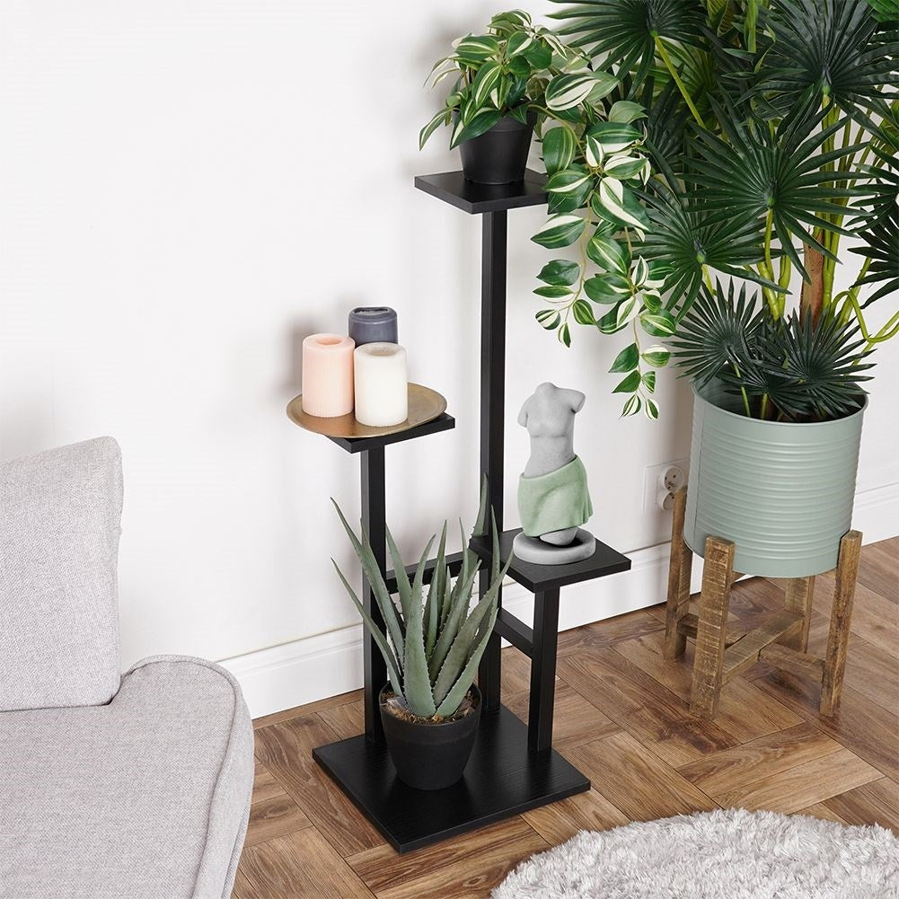 Metal flower stand with 4 levels, industrial style