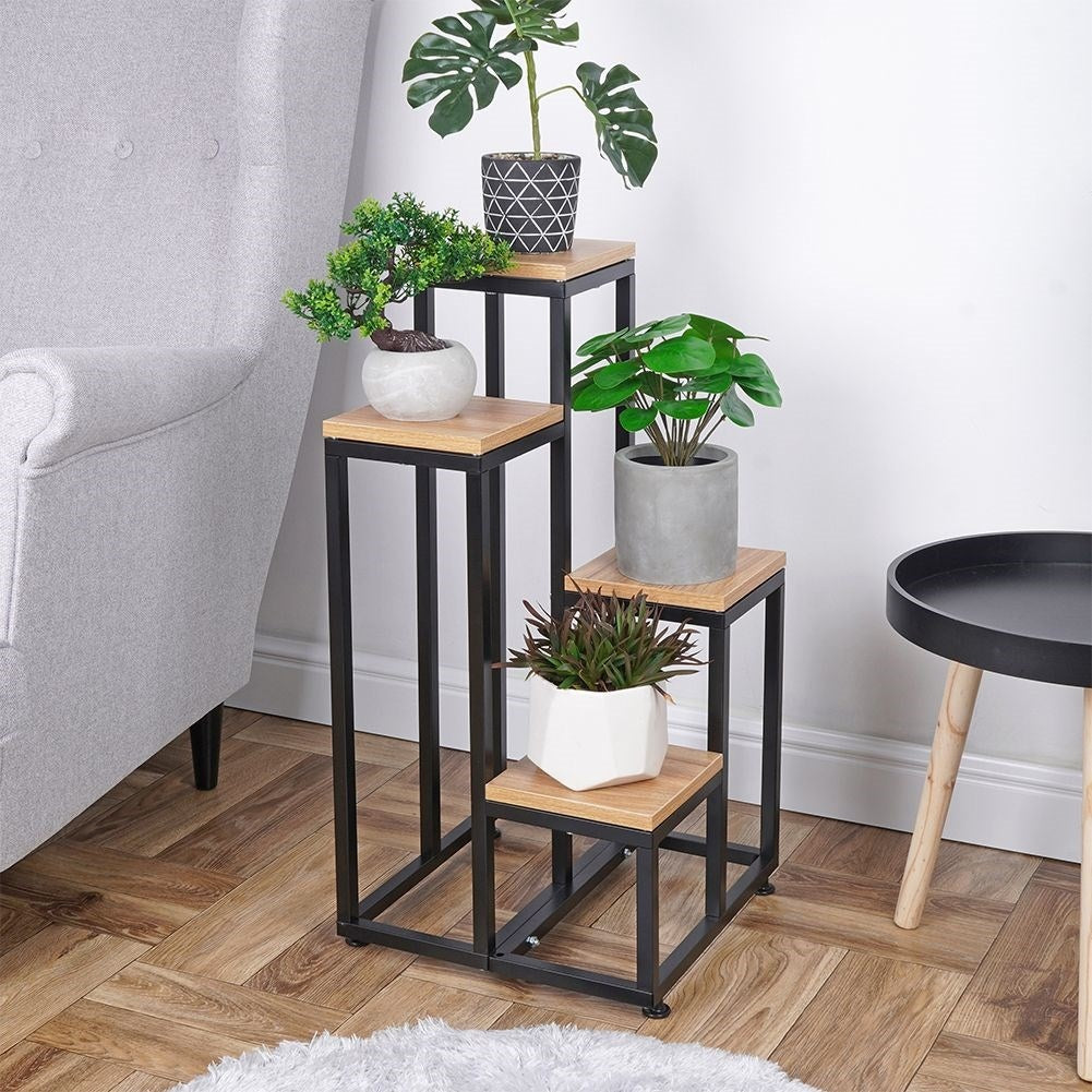 Metal flower stand with 4 levels, industrial style