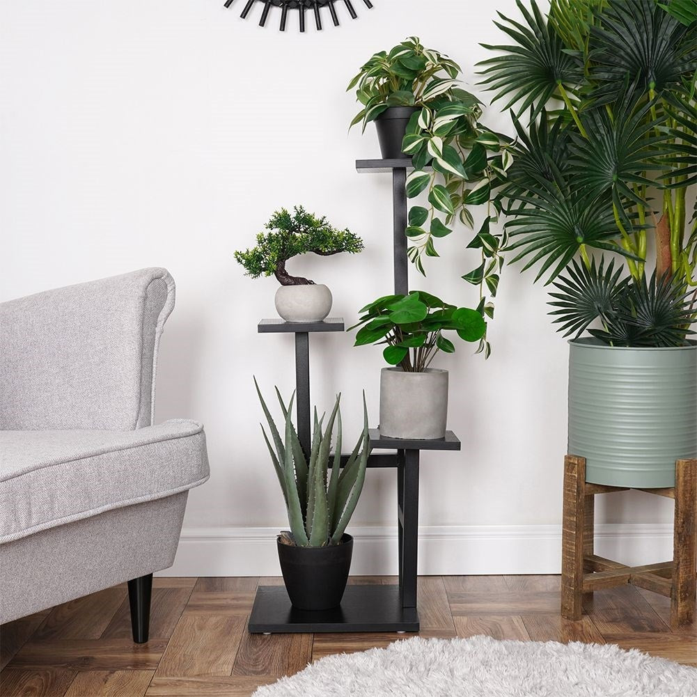 Metal flower stand with 4 levels, industrial style