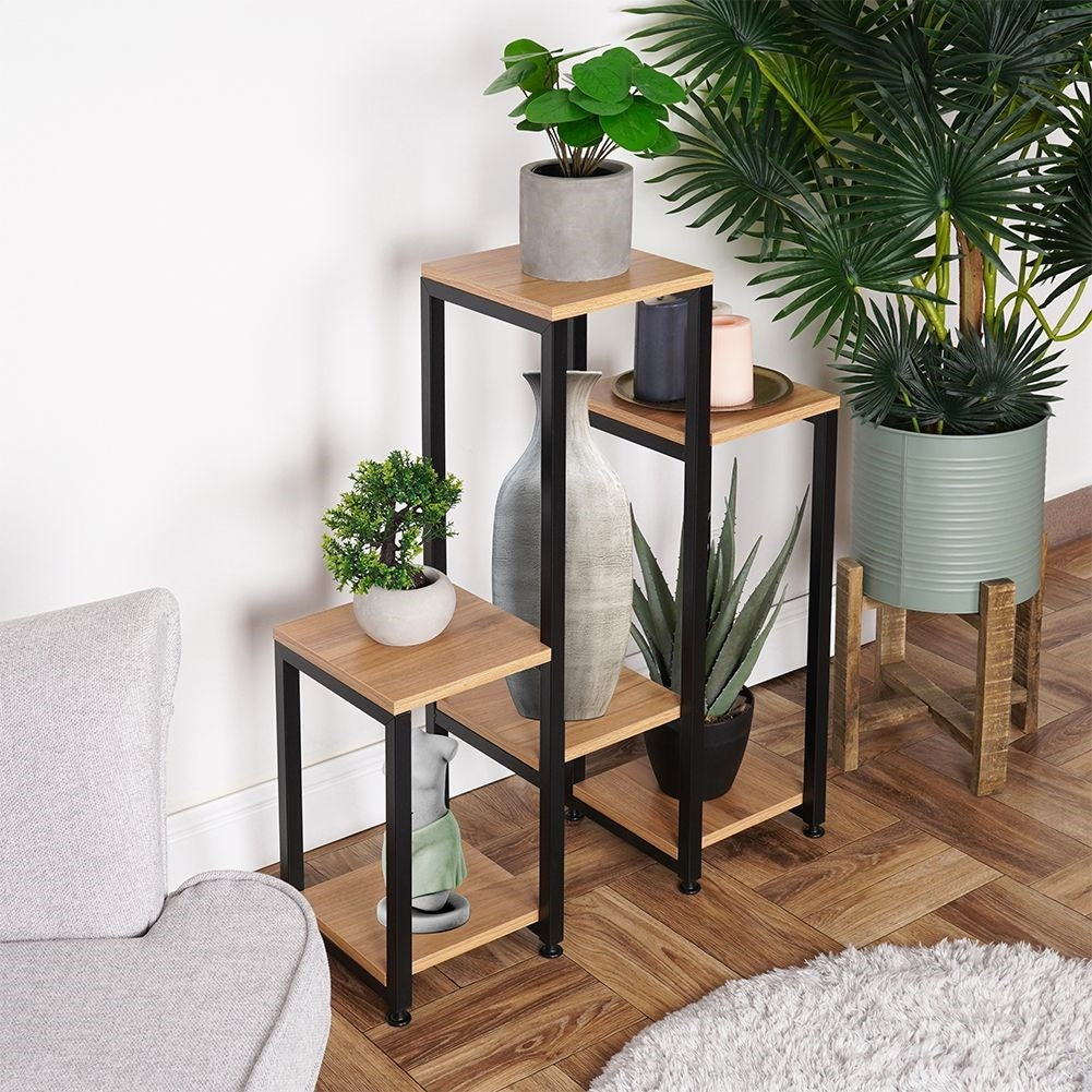 Metal flower stand with 6 levels, industrial style