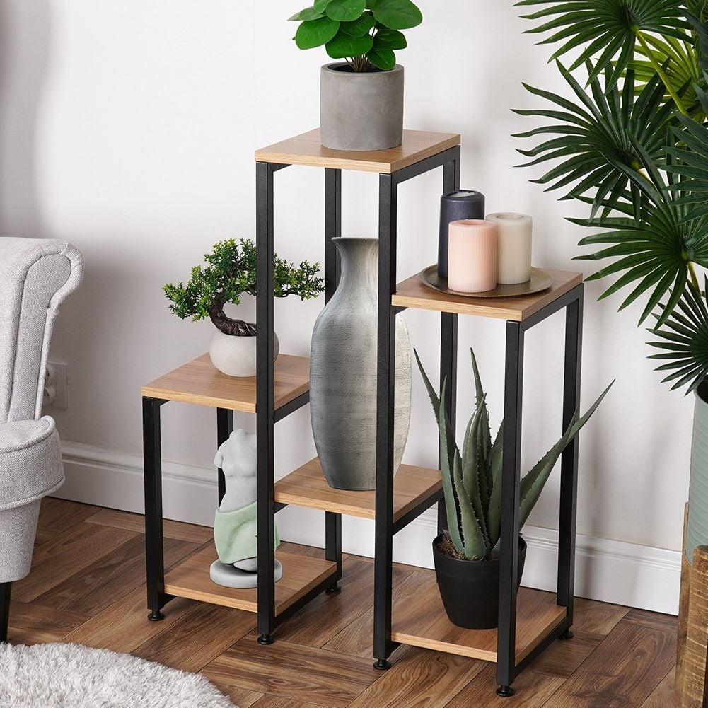 Metal flower stand with 6 levels, industrial style
