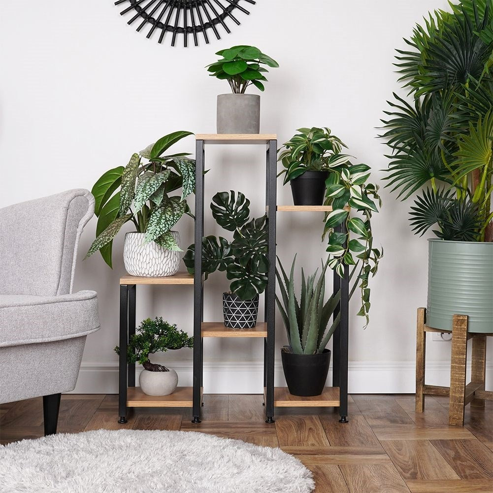 Metal flower stand with 6 levels, industrial style
