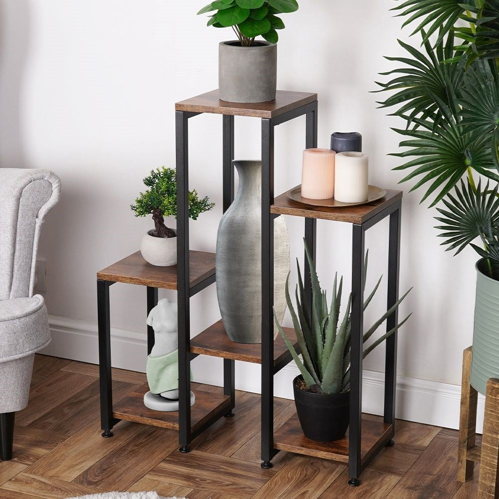 Metal flower stand with 6 levels, industrial style