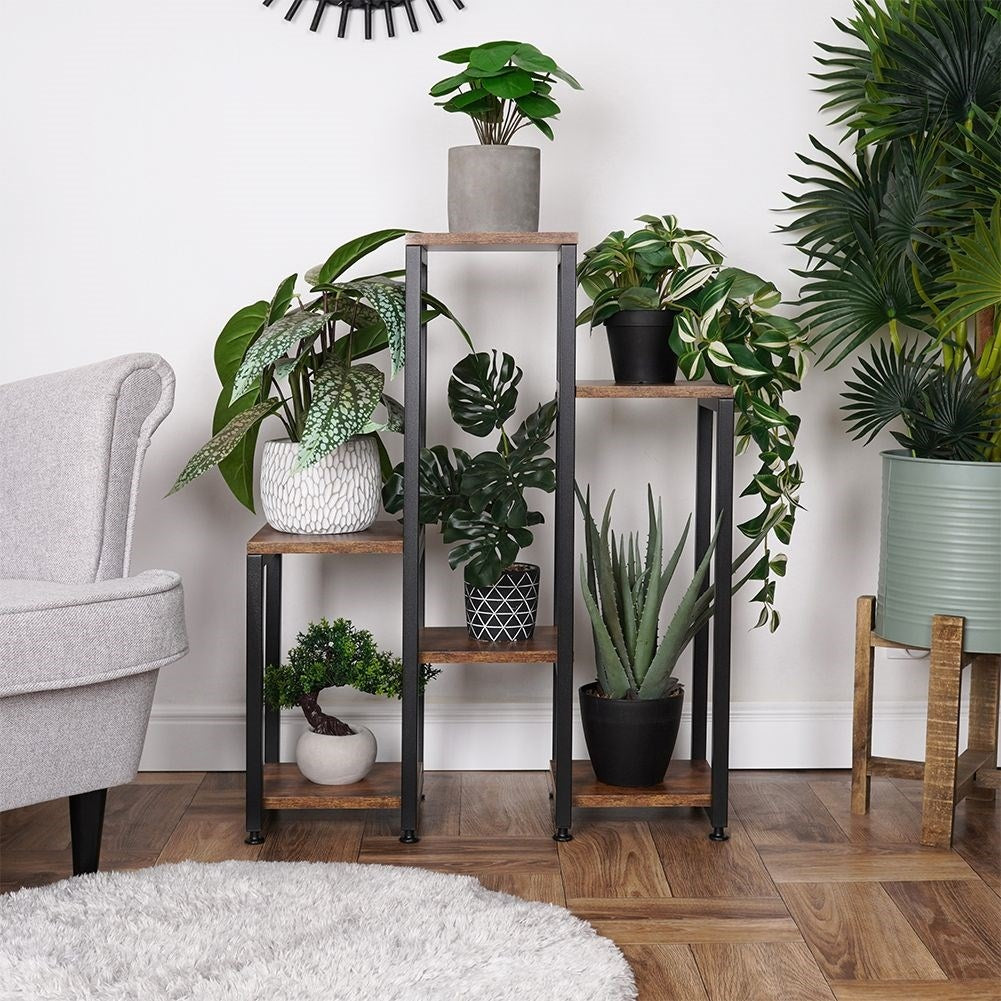 Metal flower stand with 6 levels, industrial style