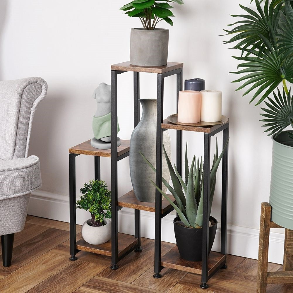 Metal flower stand with 6 levels in industrial style