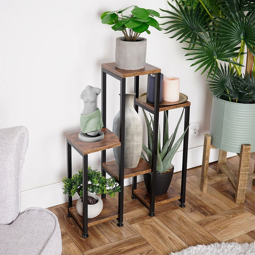 Metal flower stand with 6 levels in industrial style