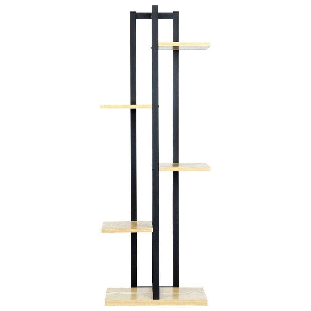 Metal flower stand with 6 pot slots, industrial style