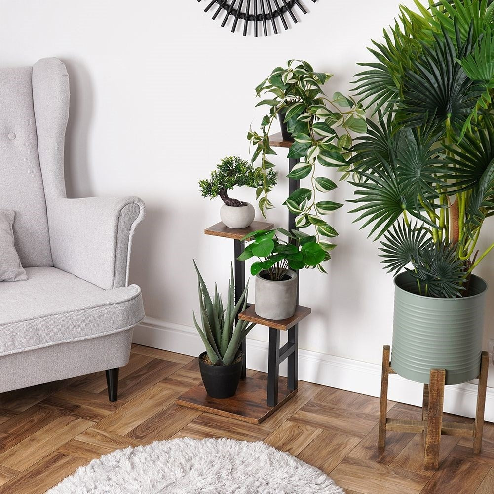 Metal flower stand with four tiers, industrial style
