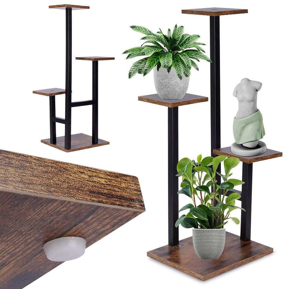 Metal flower stand with four tiers, industrial style
