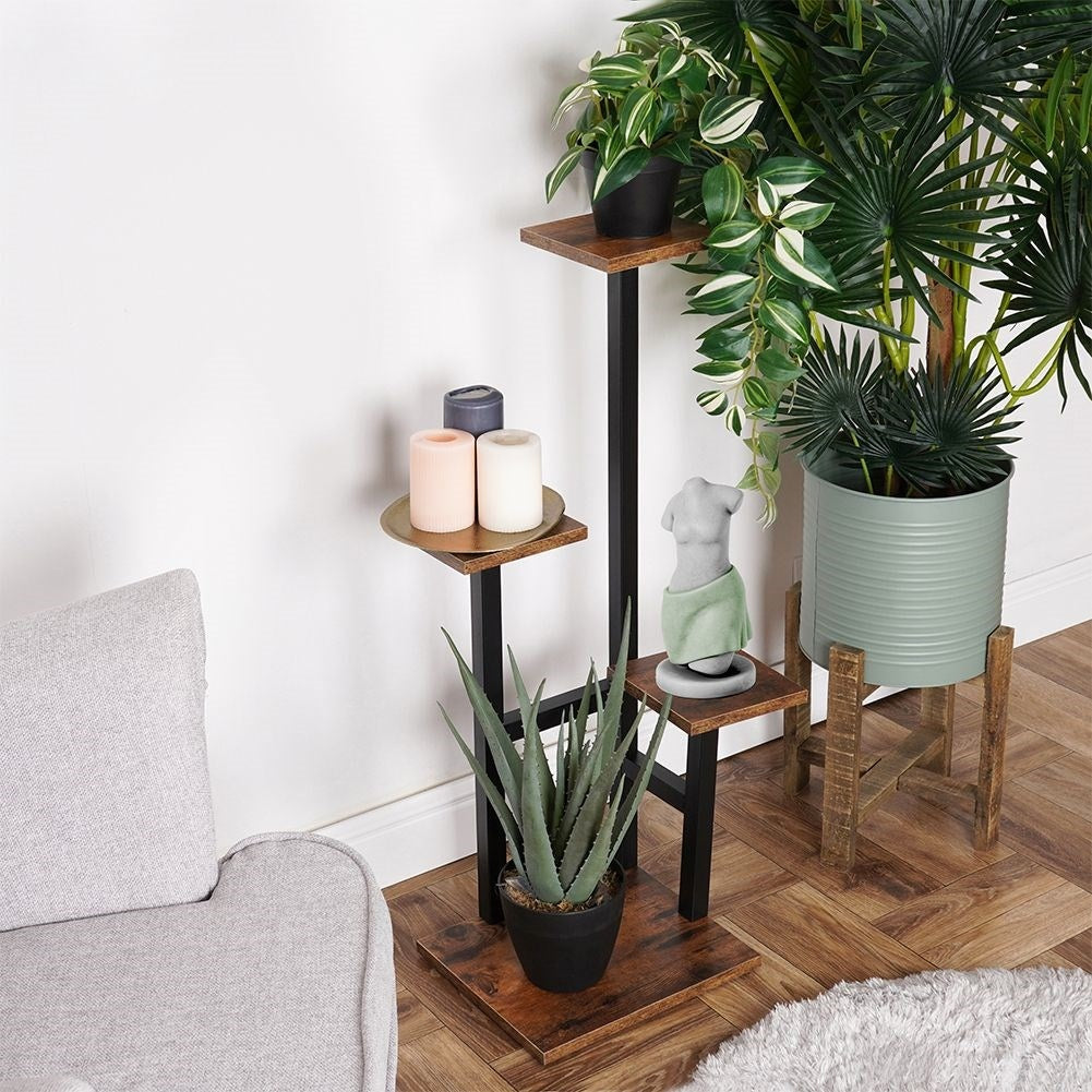 Metal flower stand with four tiers, industrial style