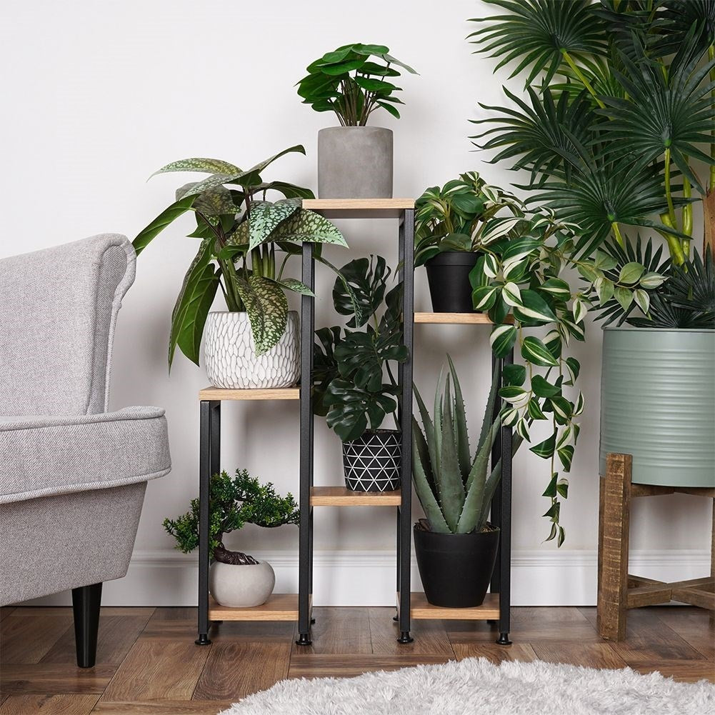 Metal flower stand with six levels for plants