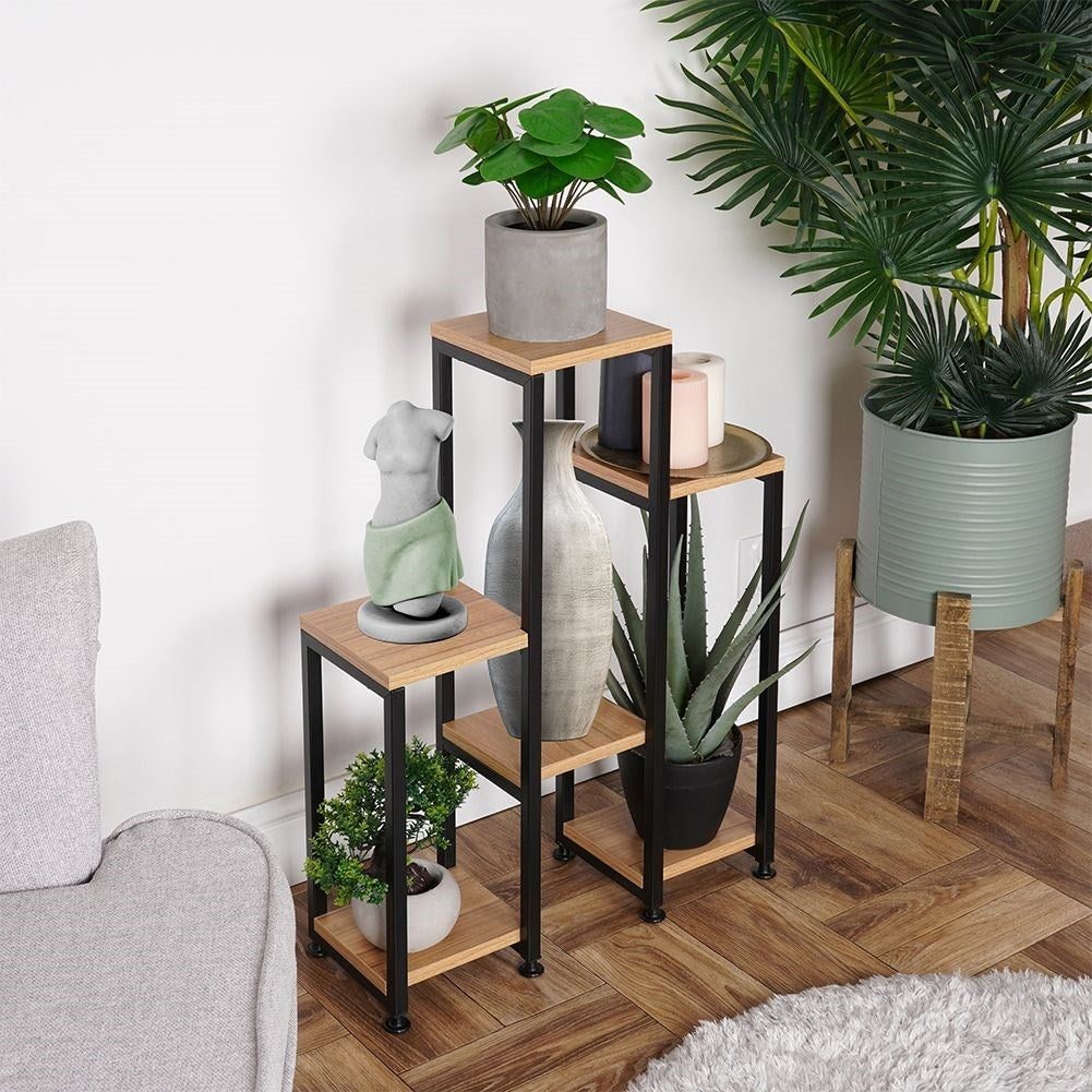Metal flower stand with six levels for plants